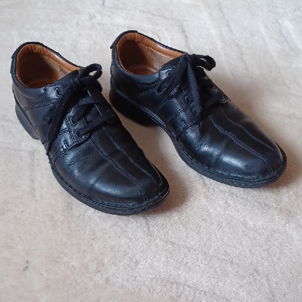 CLARKS Collection Men's 7.5 Black Leather Semi-casual Shoes Arch & Heel Support